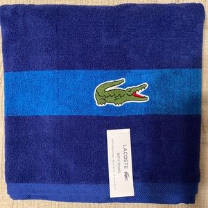 NWT Lacoste Match Bath Towel, 100% Cotton, 600 GSM, 30"×52", Surf Blue